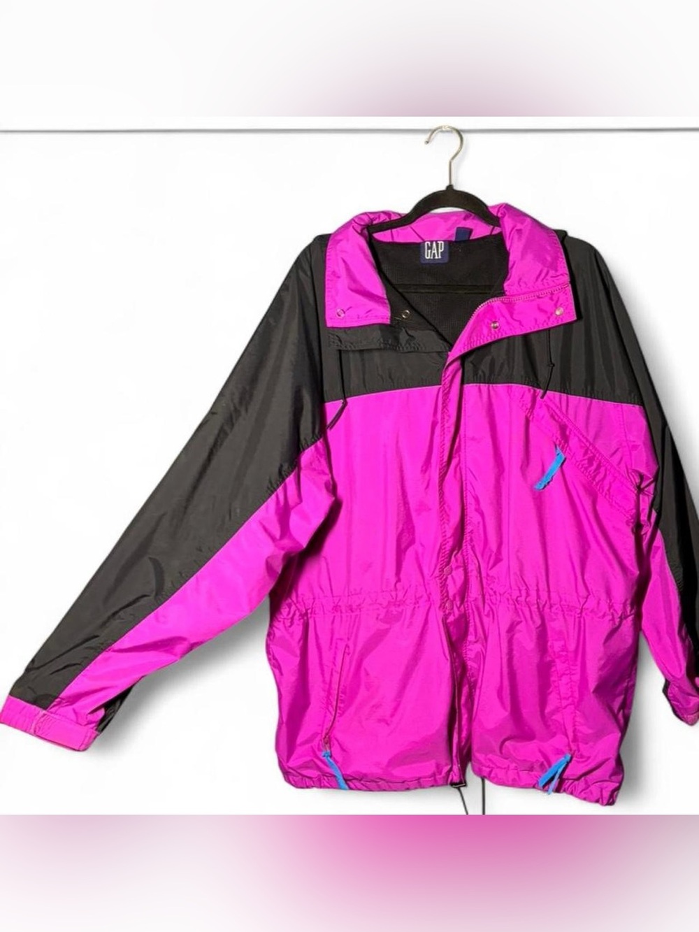 Vintage 1990s GAP pink and black windbreaker jacket Size L